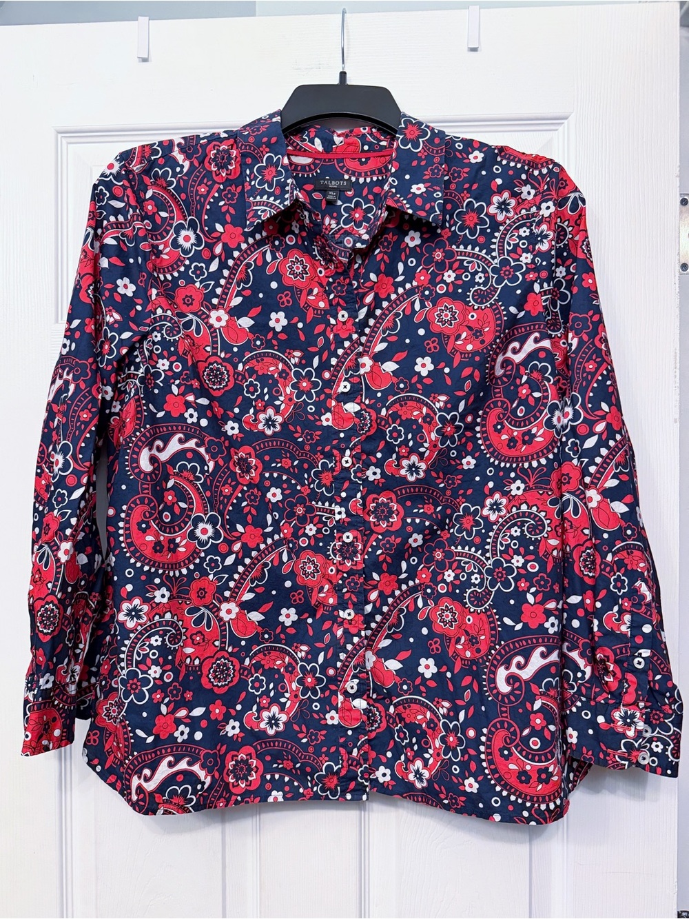 Talbots Classic Cotton Shirt in Picnic Paisley Button-Up Shirt - Picture 2 of 4